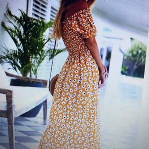 SHEIN Ditsy Floral Off Shoulder Dress